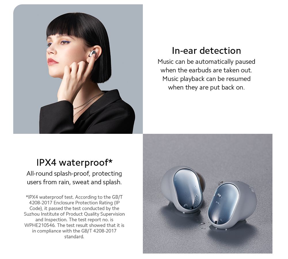 In-ear detection IpX4 waterproof