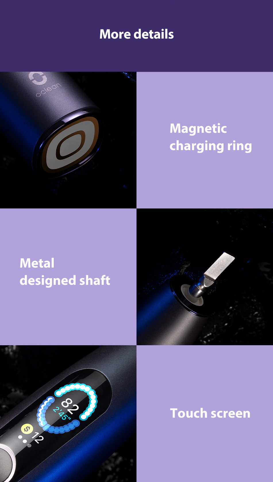 Magnetic charging ring metal designed shaft touch screen